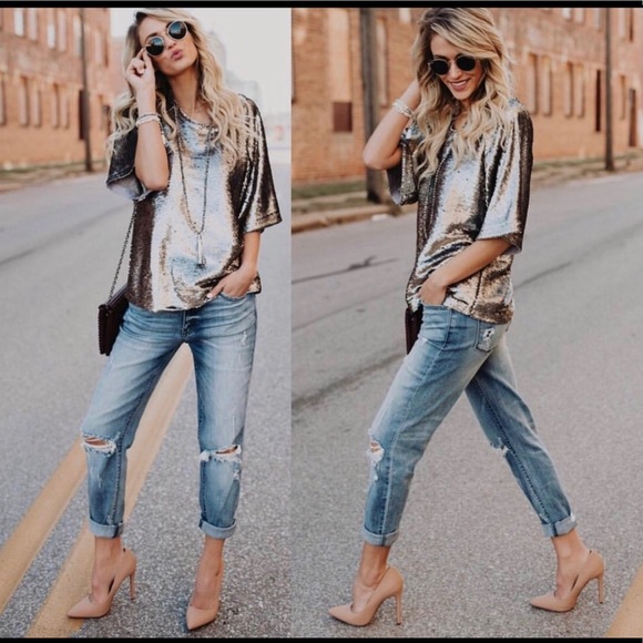Skies Are Blue Tops - Skies Are Blue Sequin Top
